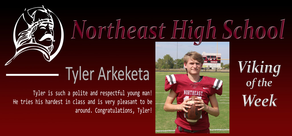 Freshman Tyler Arkeketa is the Viking of the Week for week 7. Congratulations, Tyler!