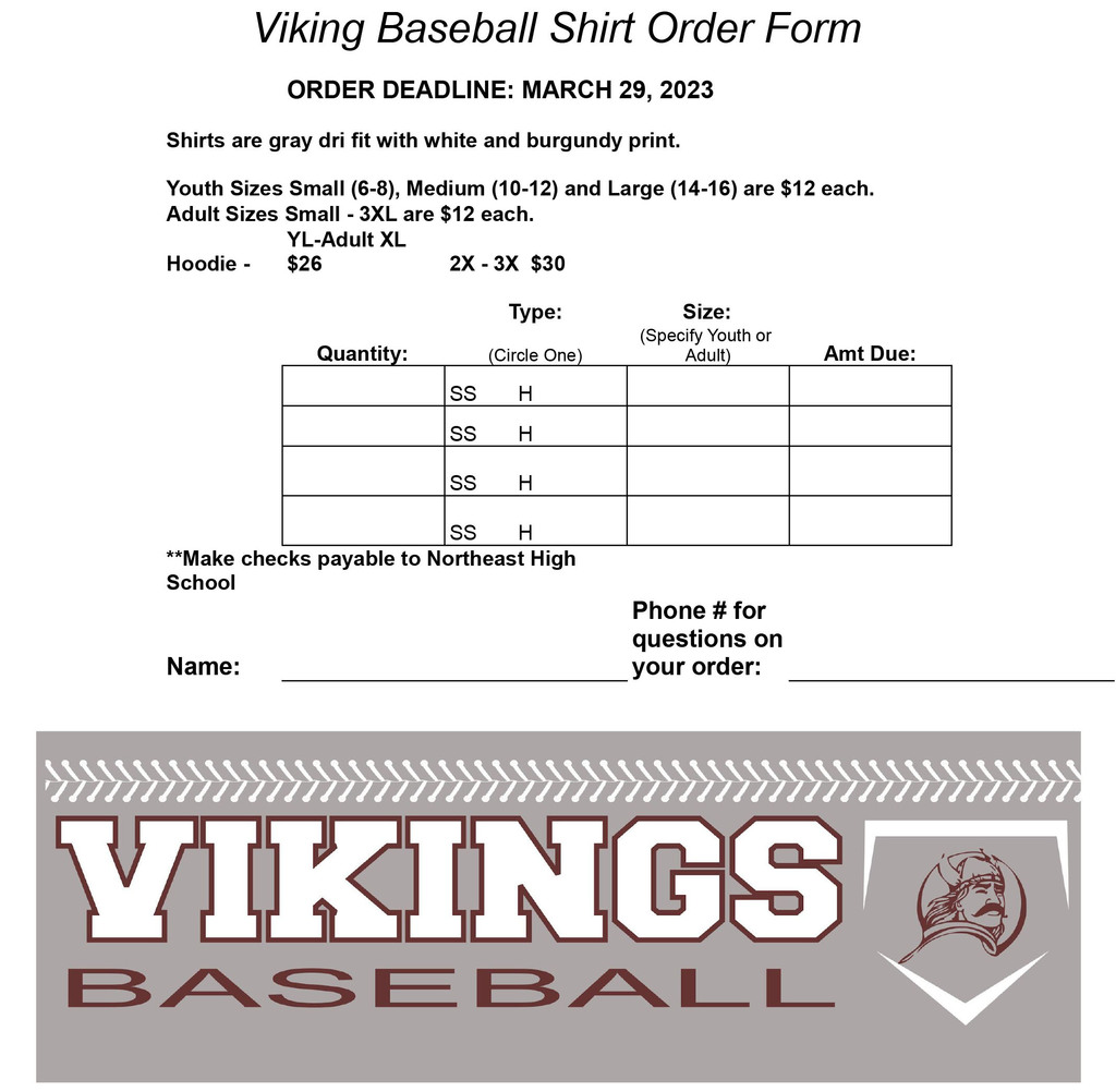 Deadline to order is March 29. Shirts are graphite dri-fit with white and burgundy print